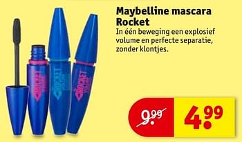 Aanbiedingen Maybelline mascara rocket - Maybelline - Geldig van 23/08/2016 tot 28/08/2016 bij Kruidvat