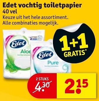 Aanbiedingen Edet vochtig toiletpapier - Edet - Geldig van 23/08/2016 tot 28/08/2016 bij Kruidvat