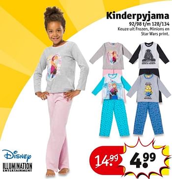 Aanbiedingen Kinderpyjama - Disney - Geldig van 23/08/2016 tot 28/08/2016 bij Kruidvat