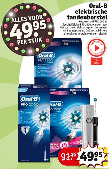 Aanbiedingen Oral-b elektrische tandenborstel - Oral-B - Geldig van 23/08/2016 tot 28/08/2016 bij Kruidvat