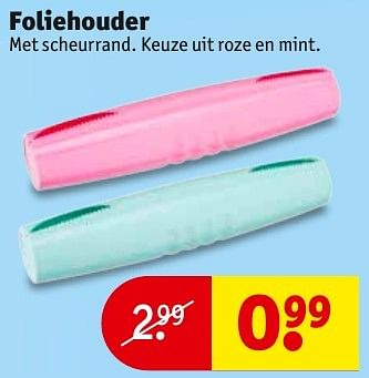 Aanbiedingen Foliehouder met scheurrand. keuze uit roze en mint - Huismerk - Kruidvat - Geldig van 23/08/2016 tot 28/08/2016 bij Kruidvat