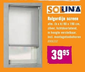Aanbiedingen Rolgordijn screen - Soluna Solid - Geldig van 08/08/2016 tot 28/08/2016 bij Hornbach