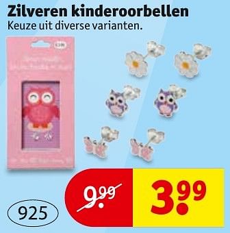 Aanbiedingen Zilveren kinderoorbellen - Huismerk - Kruidvat - Geldig van 23/08/2016 tot 28/08/2016 bij Kruidvat