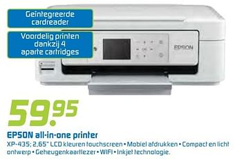 Aanbiedingen Epson all-in-one printer xp-435 - Epson - Geldig van 13/08/2016 tot 04/09/2016 bij BCC