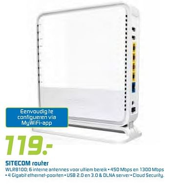 Aanbiedingen Sitecom router wlr8100 - Sitecom - Geldig van 13/08/2016 tot 04/09/2016 bij BCC