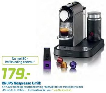Aanbiedingen Krups nespresso umilk xn730t - Krups - Geldig van 13/08/2016 tot 04/09/2016 bij BCC