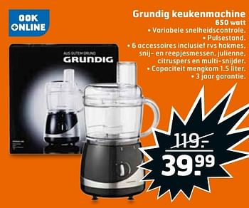 Aanbiedingen Grundig keukenmachine - Grundig - Geldig van 23/08/2016 tot 04/09/2016 bij Trekpleister