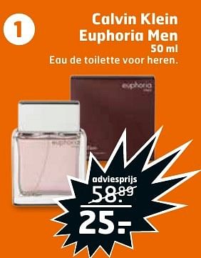 Aanbiedingen Calvin klein euphoria men eau de toilette voor heren - Calvin Klein - Geldig van 23/08/2016 tot 04/09/2016 bij Trekpleister