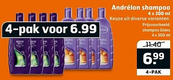 Aanbiedingen Andrélon shampoo shampoo glans - Andrelon - Geldig van 23/08/2016 tot 04/09/2016 bij Trekpleister