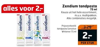 Aanbiedingen Zendium tandpasta tandpasta sensitive whitener - Zendium - Geldig van 23/08/2016 tot 04/09/2016 bij Trekpleister