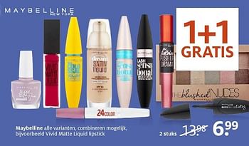 Aanbiedingen Vivid matte liquid lipstick - Maybelline - Geldig van 22/08/2016 tot 11/09/2016 bij Etos