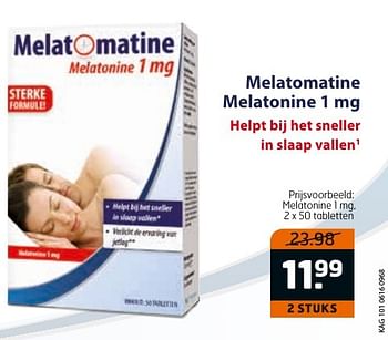 Aanbiedingen Melatonine 1 mg - Melatomatine - Geldig van 23/08/2016 tot 04/09/2016 bij Trekpleister