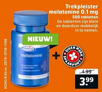 Aanbiedingen Trekpleister melatonine 0.1 mg - Huismerk - Trekpleister - Geldig van 23/08/2016 tot 04/09/2016 bij Trekpleister