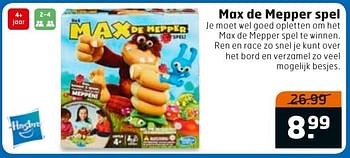 Aanbiedingen Max de mepper spel - Hasbro - Geldig van 23/08/2016 tot 04/09/2016 bij Trekpleister