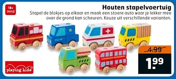 Aanbiedingen Houten stapelvoertuig - Playing Kids - Geldig van 23/08/2016 tot 04/09/2016 bij Trekpleister