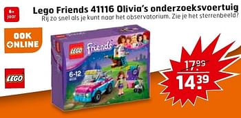 Aanbiedingen Lego friends 41116 olivia`s onderzoeksvoertuig - Lego - Geldig van 23/08/2016 tot 04/09/2016 bij Trekpleister