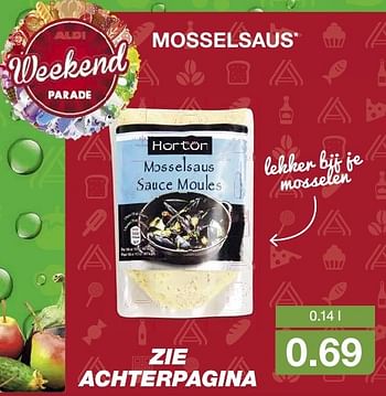 Aanbiedingen Mosselsaus zie achterpagina - Horton - Geldig van 24/08/2016 tot 30/08/2016 bij Aldi