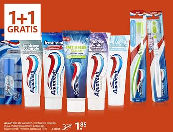 Aanbiedingen Freshmint tandpasta - Aquafresh - Geldig van 22/08/2016 tot 11/09/2016 bij Etos