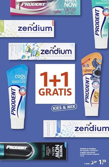 Aanbiedingen Prodent coolmint tandpasta - Zendium - Geldig van 22/08/2016 tot 11/09/2016 bij Etos