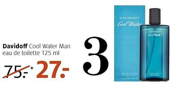 Aanbiedingen Davidoff cool water man eau de toilette - Davidoff - Geldig van 22/08/2016 tot 11/09/2016 bij Etos