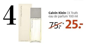 Aanbiedingen Calvin klein ck truth eau de parfum - Calvin Klein - Geldig van 22/08/2016 tot 11/09/2016 bij Etos