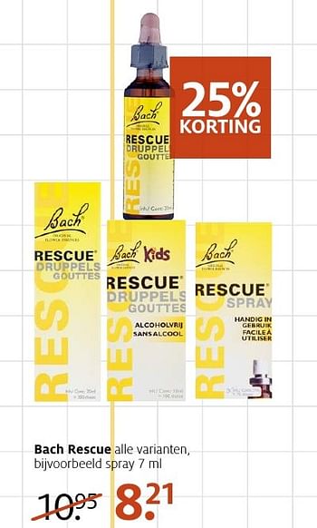 Aanbiedingen Bach rescue spray - Bach Rescue - Geldig van 22/08/2016 tot 11/09/2016 bij Etos