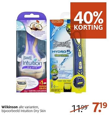 Aanbiedingen Intuition dry skin - Wilkinson - Geldig van 22/08/2016 tot 11/09/2016 bij Etos