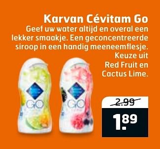 Aanbiedingen Karvan cévitam go red fruit en cactus lime - Karvan Cévitam - Geldig van 23/08/2016 tot 04/09/2016 bij Trekpleister