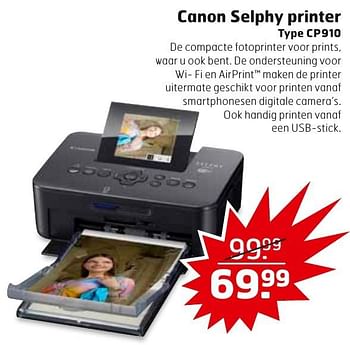 Aanbiedingen Canon selphy printer type cp910 - Canon - Geldig van 23/08/2016 tot 04/09/2016 bij Trekpleister