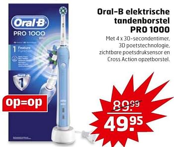 Aanbiedingen Oral-b elektrische tandenborstel pro 1000 - Oral-B - Geldig van 23/08/2016 tot 04/09/2016 bij Trekpleister