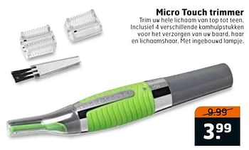 Aanbiedingen Micro touch trimmer - Huismerk - Trekpleister - Geldig van 23/08/2016 tot 04/09/2016 bij Trekpleister