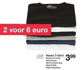 Aanbiedingen Heren t-shirt - Huismerk - Zeeman  - Geldig van 27/08/2016 tot 09/09/2016 bij Zeeman