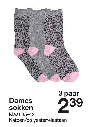 Aanbiedingen Dames sokken - Huismerk - Zeeman  - Geldig van 27/08/2016 tot 09/09/2016 bij Zeeman