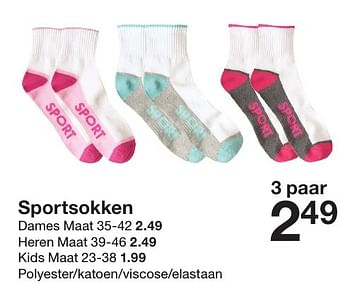 Aanbiedingen Sportsokken - Huismerk - Zeeman  - Geldig van 27/08/2016 tot 09/09/2016 bij Zeeman