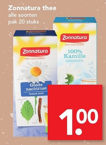 Aanbiedingen Zonnatura thee - Zonnatura - Geldig van 28/08/2016 tot 03/09/2016 bij Deen Supermarkten
