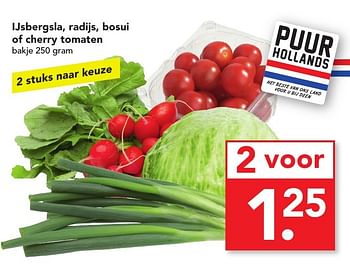 Aanbiedingen Ijsbergsla, radijs, bosui of cherry tomaten - Huismerk deen supermarkt - Geldig van 28/08/2016 tot 03/09/2016 bij Deen Supermarkten