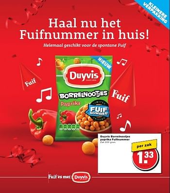 Aanbiedingen Duyvis borrelnootjes paprika fuifnummer - Duyvis - Geldig van 24/08/2016 tot 30/08/2016 bij Hoogvliet
