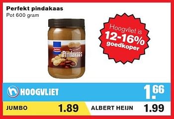 Aanbiedingen Perfekt pindakaas - Perfekt - Geldig van 24/08/2016 tot 30/08/2016 bij Hoogvliet