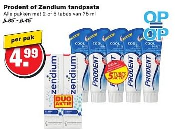 Aanbiedingen Prodent of zendium tandpasta - Prodent - Geldig van 24/08/2016 tot 30/08/2016 bij Hoogvliet