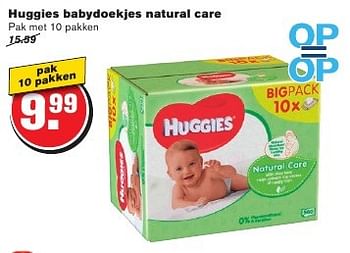 Aanbiedingen Huggies babydoekjes natural care - Huggies - Geldig van 24/08/2016 tot 30/08/2016 bij Hoogvliet