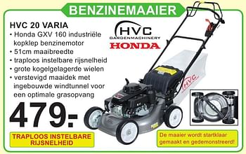 Aanbiedingen Honda benzinemaaier hvc 20 varia - Honda - Geldig van 29/08/2016 tot 18/09/2016 bij Van Cranenbroek