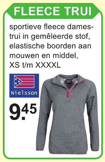 Aanbiedingen Fleece trui - Nielsson - Geldig van 29/08/2016 tot 18/09/2016 bij Van Cranenbroek