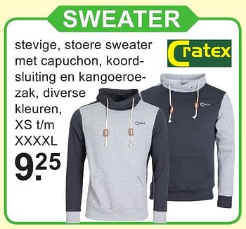 Aanbiedingen Sweater - Cratex - Geldig van 29/08/2016 tot 18/09/2016 bij Van Cranenbroek