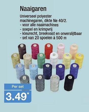 Aanbiedingen Naaigaren universeel polyester machinegaren - Huismerk - Aldi - Geldig van 31/08/2016 tot 06/09/2016 bij Aldi