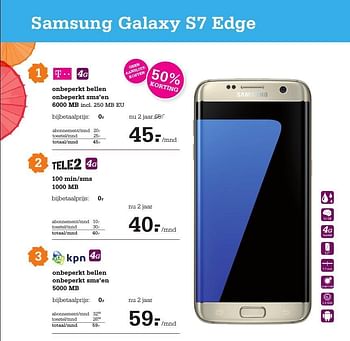 Aanbiedingen Samsung galaxy s7 edge - Samsung - Geldig van 25/08/2016 tot 18/09/2016 bij Telecombinatie