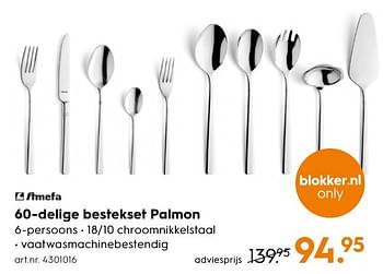 Aanbiedingen 60-delige bestekset palmon - Amefa - Geldig van 29/08/2016 tot 07/09/2016 bij Blokker