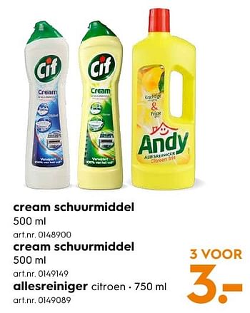 Aanbiedingen Cream schuurmiddel - Cif - Geldig van 29/08/2016 tot 07/09/2016 bij Blokker