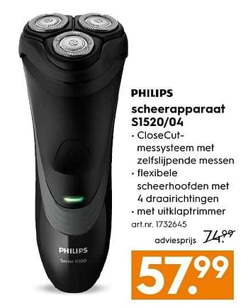 Aanbiedingen Philips scheerapparaat s1520-04 - Philips - Geldig van 29/08/2016 tot 07/09/2016 bij Blokker