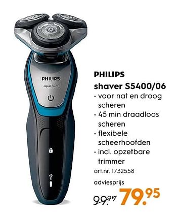 Aanbiedingen Philips shaver s5400-06 - Philips - Geldig van 29/08/2016 tot 07/09/2016 bij Blokker
