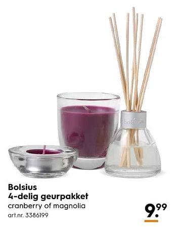 Aanbiedingen Bolsius 4-delig geurpakket cranberry of magnolia - Bolsius - Geldig van 29/08/2016 tot 07/09/2016 bij Blokker